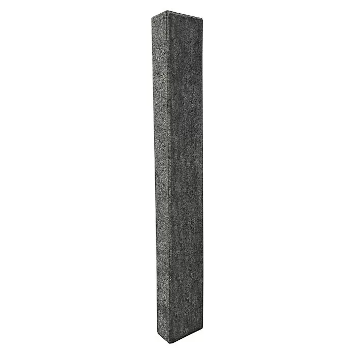 Diephaus Palisade Niles - 120 x 20 x 8 cm, Basalt, Beton - Dunkelgrauer, grob strukturierter rechteckiger Betonpfosten.