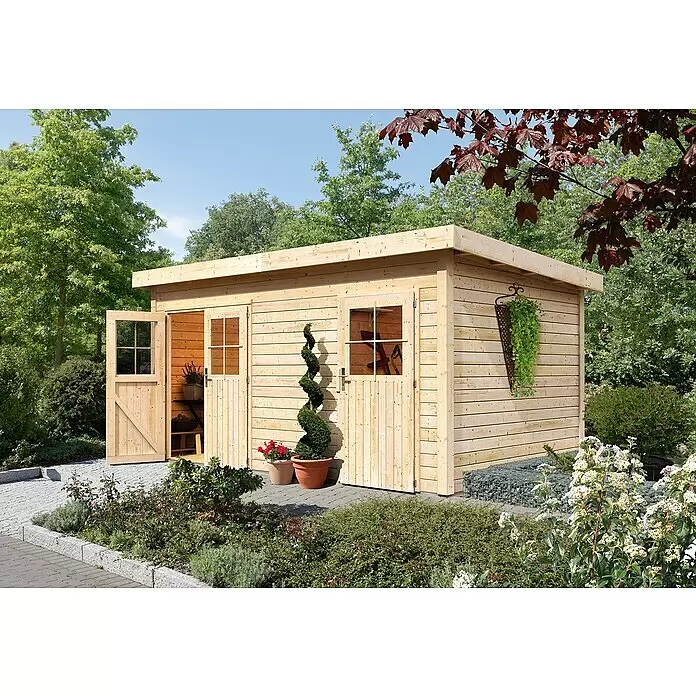Karibu Gartenhaus Mattrup - Holz, Natur - Stimmungsaufnahme