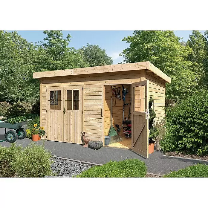 Karibu Gartenhaus Tintrup - Holz, Natur - Stimmungsaufnahme