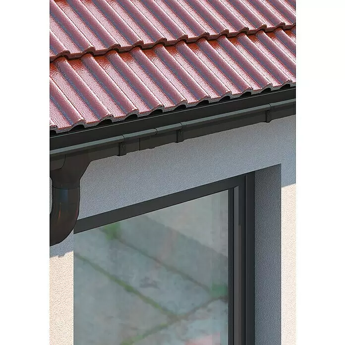 Sarei Kastenrinnenverbinder - Nennweite: 70 mm, Aluminium, Anthrazit - Stimmungsaufnahme