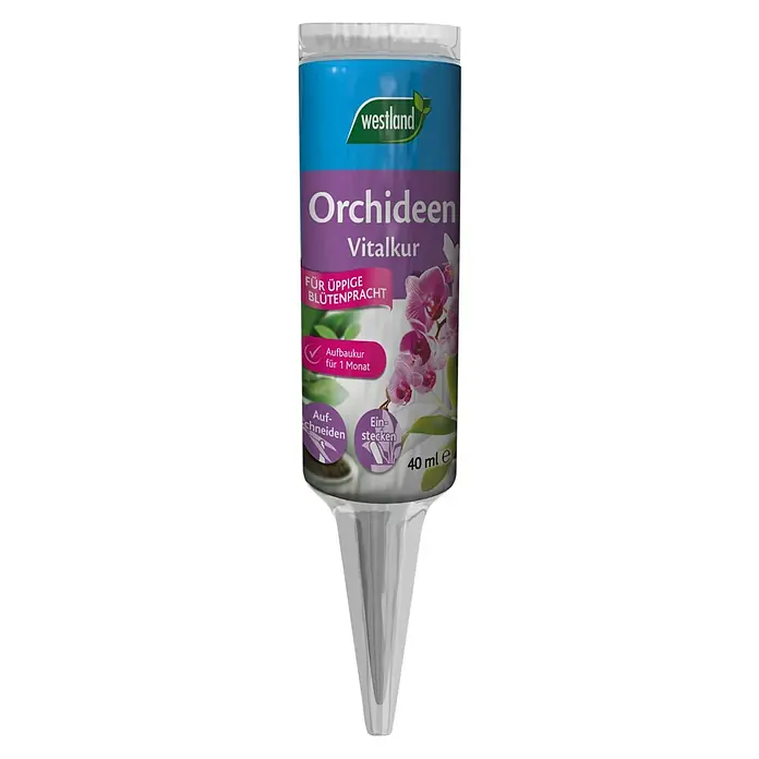 Westland Vitalkur für Orchideen Set - 200 ml - Produktbild einer "Westland Orchideen Vitalkur" für üppige Blütenpracht. Die Kur wird einfach in die Erde gesteckt.
