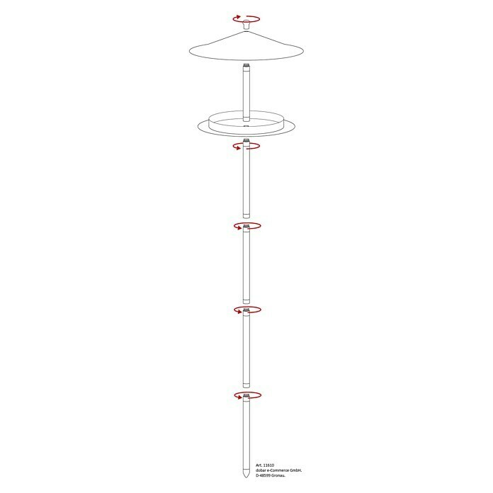 Dobar Vogelhaus SilberglanzDurchmesser: 29 cm, Höhe: 125,5 cm, Silber, Edelstahl Sketch