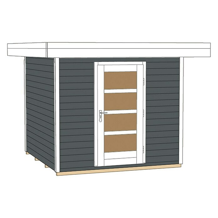 Weka Gartenhaus 172 (Außenmaß inkl. Dachüberstand (B x T): 275 x 314 cm, Holz, Anthrazit, Tür mit Lichtausschnitten) | BAUHAUS