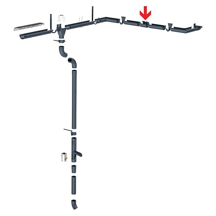 Sarei Rinnenverbinder (Nennweite: 80 mm, Aluminium, Anthrazit)