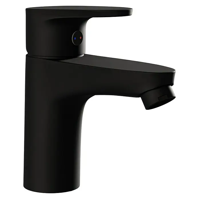 Camargue Elba Waschtischarmatur - Schwarz, Matt - Schwarzer Wasserhahn mit Temperaturanzeige für eine moderne Badgestaltung. Stilvolles Design für jedes Badezimmer.