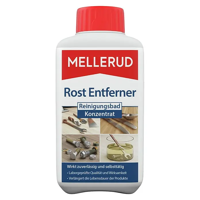 Mellerud Rost-Entferner - 75 ml, Flasche - Produktbild von MELLERUD Rost Entferner Reinigungsbad Konzentrat zur Rostentfernung und Reinigung von Werkzeugen und Metallgegenständen.