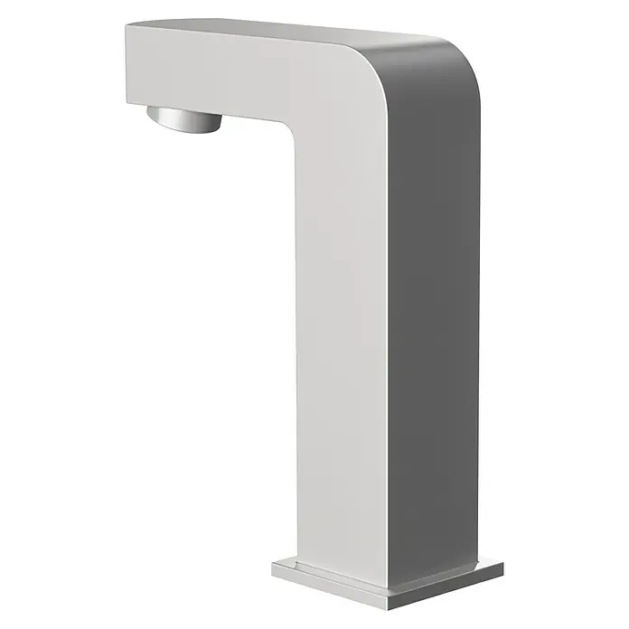 Camargue Grifo monomando de agua fría Sensor - Cromo, Brillante - Grifo moderno sin contacto en blanco brillante y gris plateado. Ideal para un baño elegante, con un diseño elegante y moderno.