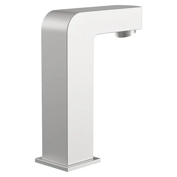Camargue Grifo monomando de agua fría Sensor - Cromo, Brillante - Elegante grifo moderno plateado. Diseño minimalista con líneas limpias y bordes redondeados para una estética de baño elegante.