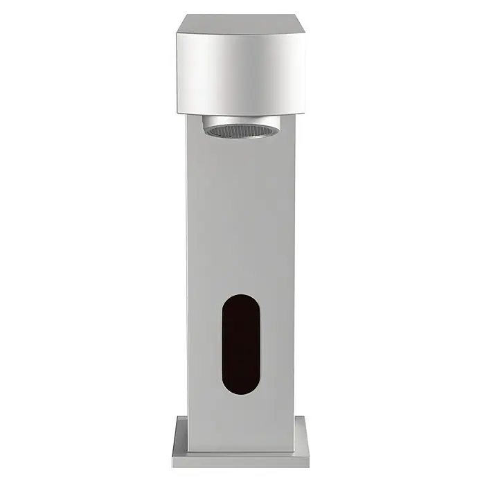 Camargue Grifo monomando de agua fría Sensor - Cromo, Brillante - Un dispensador de jabón plateado sin contacto moderno con un diseño rectangular y un sensor para una fácil dispensación.