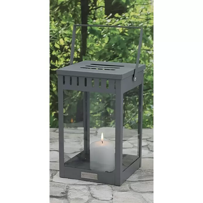 Laterne Living - L x B x H: 15 x 15 x 25 cm, Grau - Stimmungsaufnahme
