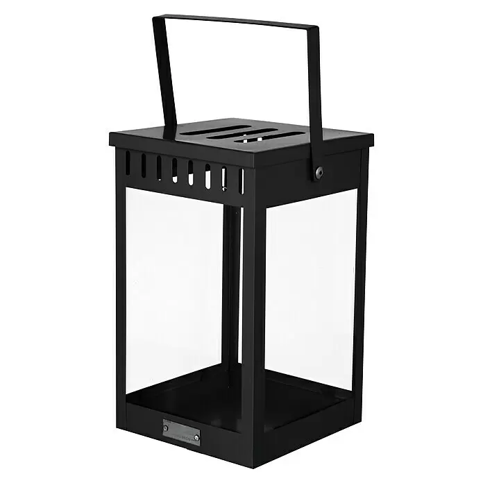 Laterne Living - L x B x H: 15 x 15 x 25 cm, Schwarz - Diagonale Ansicht