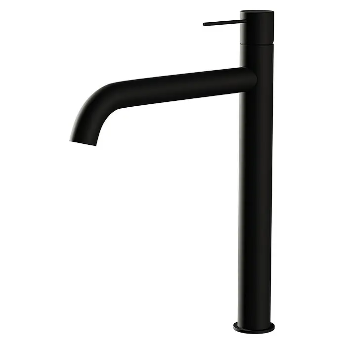Camargue Waschtischarmatur Milano - Schwarz, Matt, Höhe: 30,4 cm - Schwarzer Badarmatur mit schlankem, modernem Design. Die Armatur hat eine gebogene Auslauf und einen zylindrischen Körper.