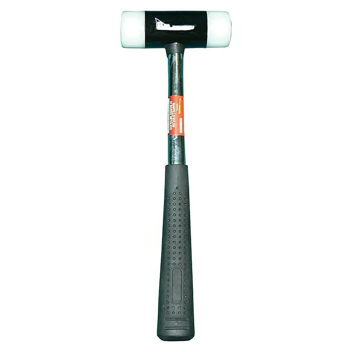 Martillo blando con mango de metal - Largo: 30 cm, Plástico - Martillo con cabeza de nylon para trabajos delicados en superficies sensibles. Ideal para taller y artesanía, protege piezas.