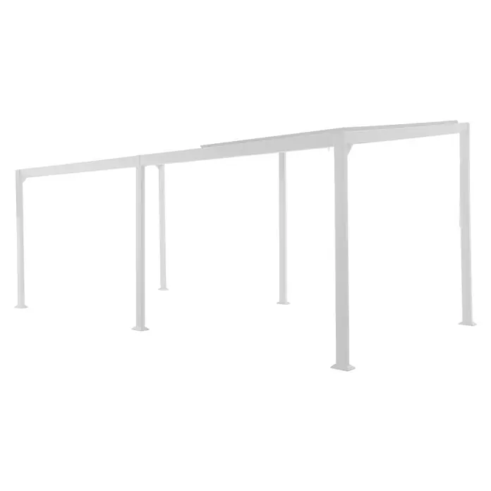Sunfun Pérgola adosada Palma - An x Pr: 600 x 300 cm, Blanco, Aluminio - Una pérgola blanca con un diseño minimalista, ideal para jardines y espacios exteriores. La pérgola ofrece sombra y protección contra el sol y la lluvia.