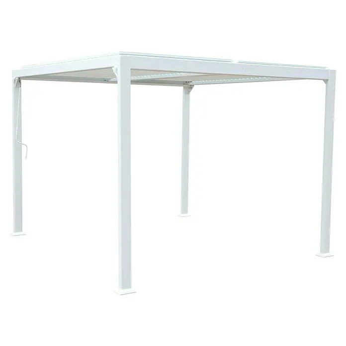 Sunfun Pérgola estándar Palma - An x Pr: 300 x 300 cm, Blanco, Aluminio - Pérgola blanca con techo de lamas para dar sombra. Ideal para jardines y terrazas, ofrece protección y diseño elegante.