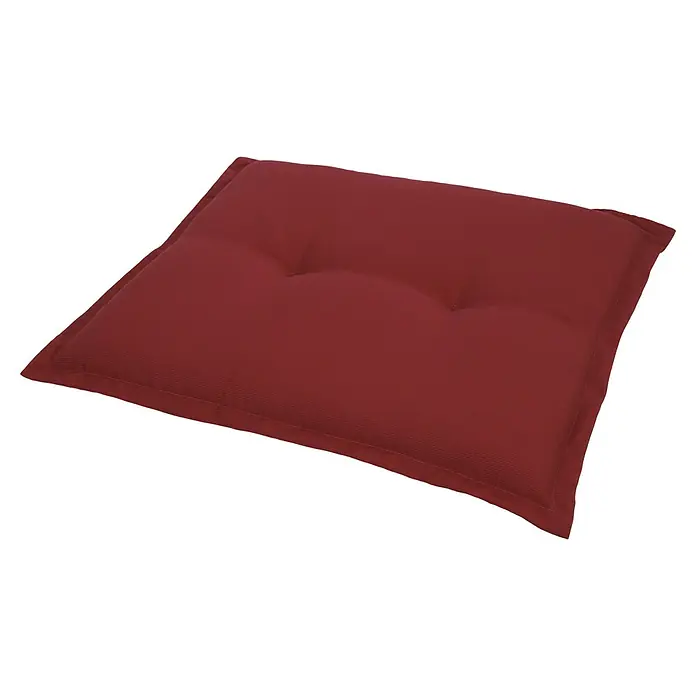 Sunfun Exclusive-Line Gartenmöbel-Auflage Extra - Kissen, Chili, L x B x H: 45 x 50 x 6 cm, Polyester - Burgunderrotes quadratisches Sitzkissen mit Knopfdetail. Ideal für zusätzlichen Komfort auf Stühlen oder als Bodenkissen.