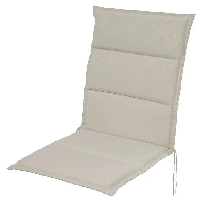 Sunfun Elba Sitzauflage - Natur, Niederlehner, L x B x H: 105 x 50 x 4 cm, Materialzusammensetzung Bezug: Polyester - Gepolsterte Gartenstuhlauflage in hellem Beige mit praktischen Bindebändern zur sicheren Befestigung, ideal für bequemes Sitzen im Freien.