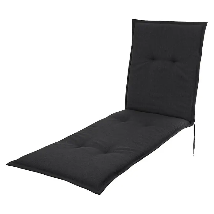 Sunfun Exclusive-Line Liegenauflage - L x B x H: 190 x 60 x 6 cm, Polyester, Anthrazit - Gepolsterte graue Sonnenliege mit Knopfdetails, ideal zum Entspannen im Freien und für komfortable Stunden.