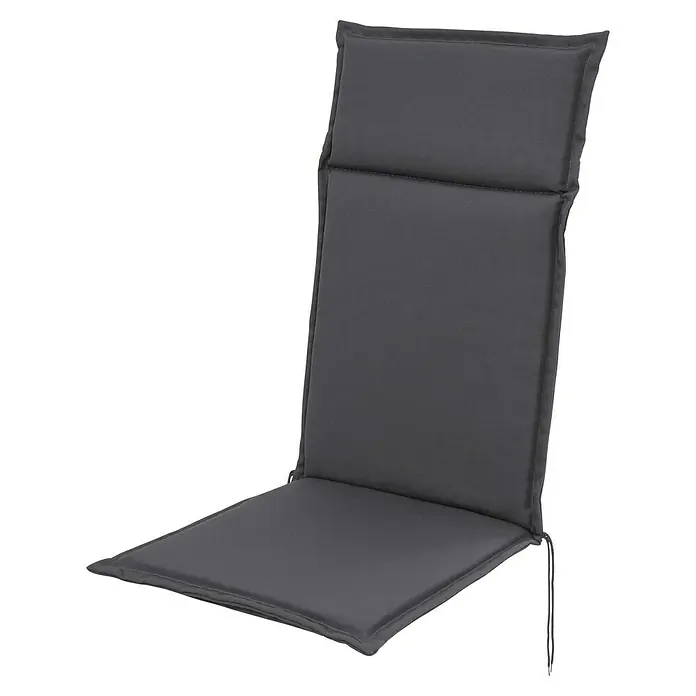 Sunfun Esdo Sitzauflage - L x B x H: 121 x 47 x 4,5 cm, Anthrazit - Nahaufnahme eines stilvollen, grauen Stuhls mit bequemer Polsterung, ideal für Esszimmer oder Terrasse.