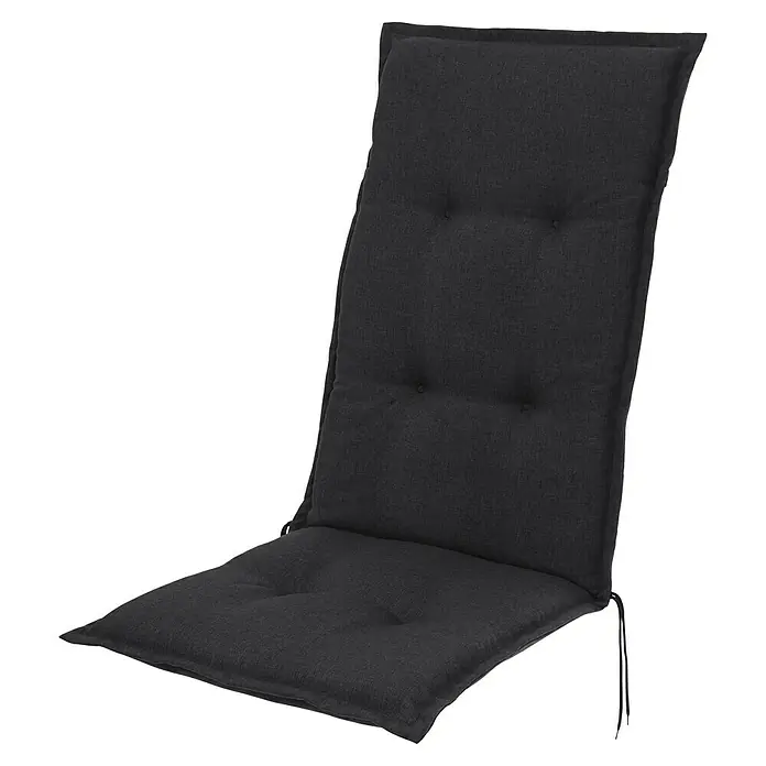 Sunfun Exclusive-Line Sitzauflage - Hochlehner, L x B x H: 120 x 50 x 6 cm, Polyester, Anthrazit - Gepolsterte, graue Stuhlkissenauflage mit Knöpfen für Gartenstühle und Terrassenmöbel, die Komfort und Stil im Freien vereint.