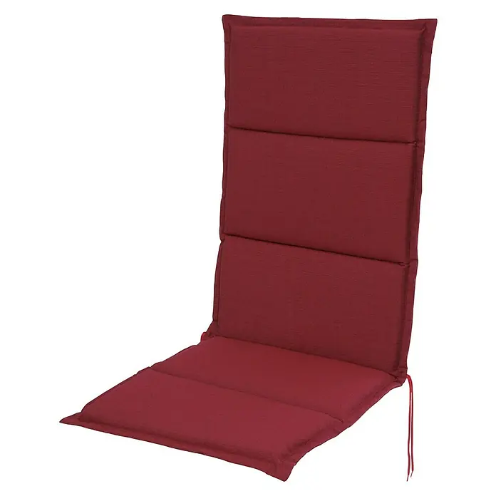 Sunfun Elba Sitzauflage - Bordeaux, Hochlehner, L x B x H: 120 x 50 x 4 cm, Materialzusammensetzung Bezug: Polyester - Roter Stuhlkissen mit hoher Rückenlehne, perfekt für den Garten. Genießen Sie Komfort im Freien mit diesem stilvollen und bequemen Kissen.
