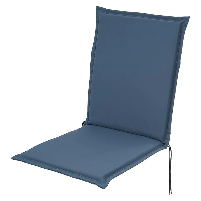 Sunfun Esdo Sitzauflage - Niederlehner, L x B x H: 100 x 45 x 4,5 cm, Polyester, Petrol - Nahaufnahme eines blauen Gartenstuhlauflagen-Sets mit einer Rücken- und Sitzfläche, ideal für Outdoor-Möbel und Gartenkomfort.
