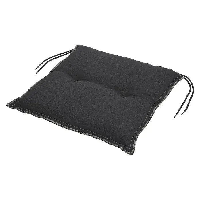 Sunfun Gartenmöbel-Auflage Springfield - Kissen, Anthrazit, L x B x H: 40 x 40 x 6 cm, Polyester - Dunkelgraues Sitzkissen mit Bindebändern, ideal für Stühle und Bänke, bietet Komfort und Stil für drinnen und draußen.