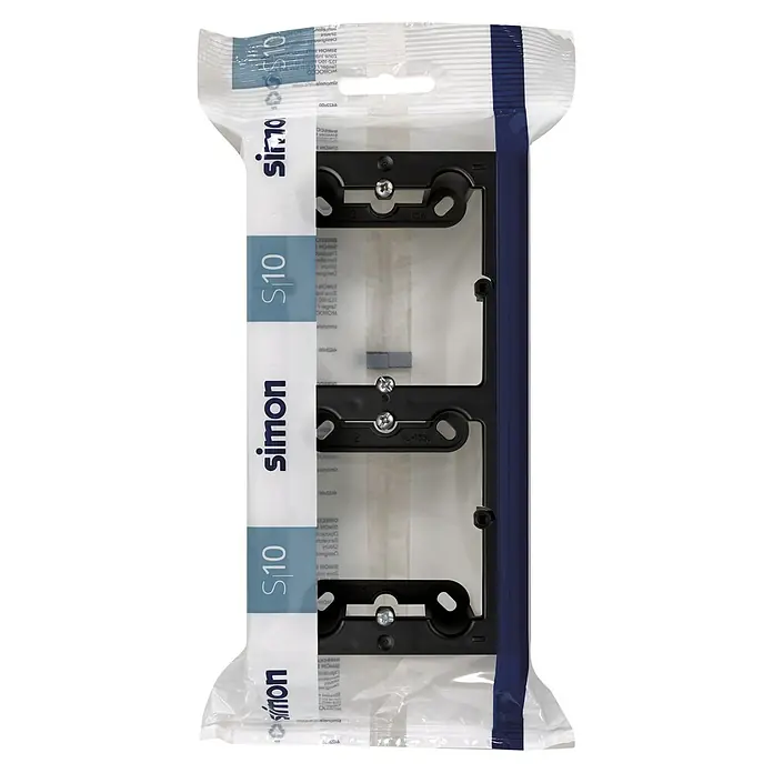 Simon 10 Caja de superficie - 4 x 8,4 x 12 cm, Colocar, Negro - Marco doble Simon S10 empaquetado para la instalación de interruptores y enchufes, ideal para reformas.