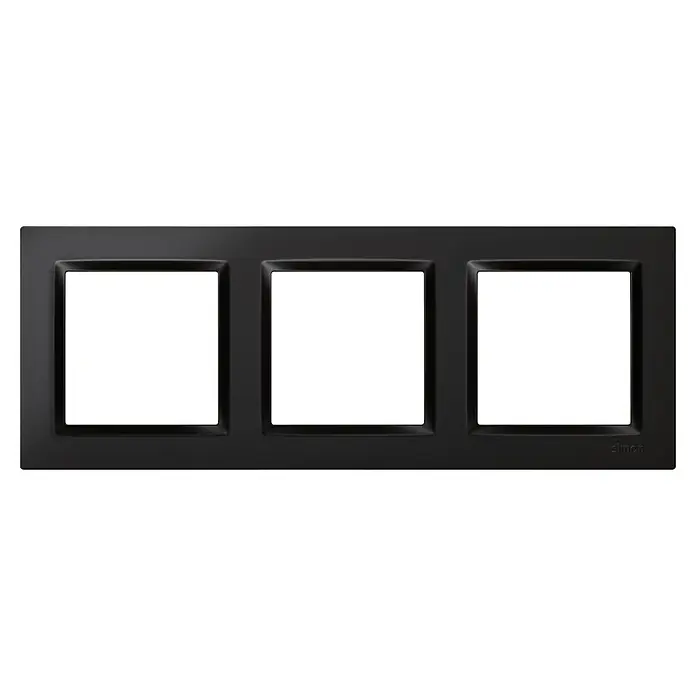 Simon 10 Marco - Negro, Modelo de mecanismos: x 3, Plástico, Colocar - Marco triple negro Simon para interruptores y enchufes, diseñado para un montaje elegante en la pared, una solución para su hogar.