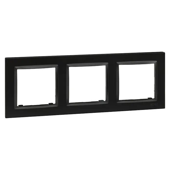 Simon 10 Marco - Negro, Modelo de mecanismos: x 3, Plástico, Colocar - Cubierta de marco triple negra Simon para interruptores y enchufes, ideal para instalaciones eléctricas elegantes.