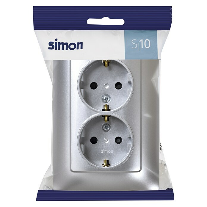 Simon 10 Enchufe doble (Aluminio, Plástico, 16 A, En pared)