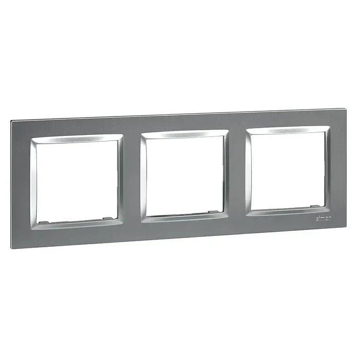 Simon 10 Marco - Aluminio, Modelo de mecanismos: x 3, Plástico, Instalar - Tapa plateada para tres interruptores o enchufes de Simon, que ofrece un toque moderno y elegante.
