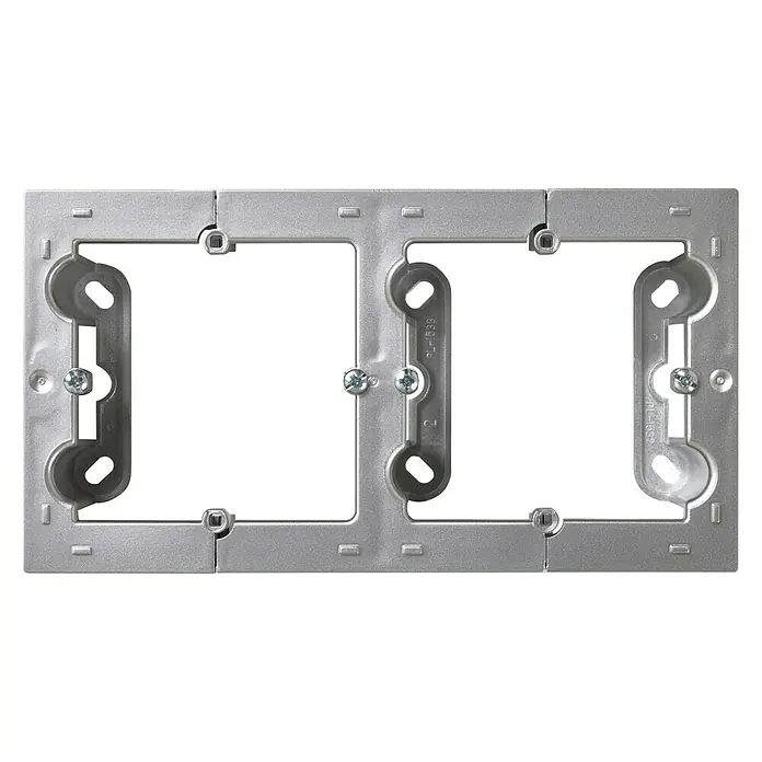 Simon 10 Caja de superficie - 4 x 8,4 x 12 cm, Colocar, Aluminio - Marco doble empotrado de metal con tornillos de fijación para interruptores y enchufes.