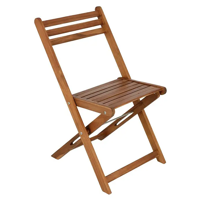 Sunfun Diana Gartenstuhl - Akazie, Klappbar, Naturbraun, B x T x H: 44,5 x 53 x 80 cm - Abbildung eines Holzklappstuhls.