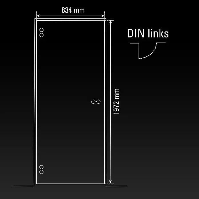 Diamond Doors Glasdrehtür 540834 x 1.972 mm, DIN Anschlag: Links, Klarglas