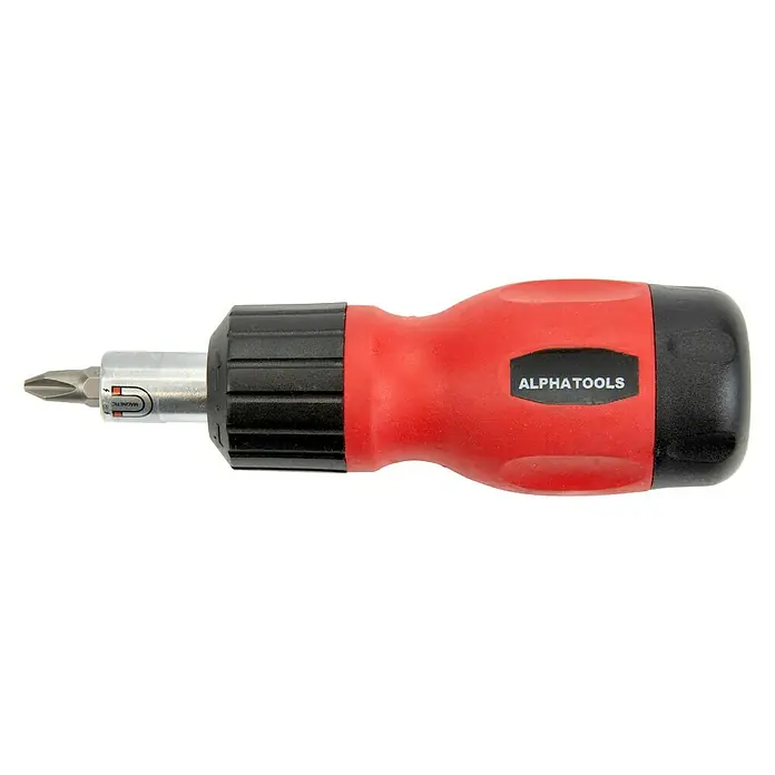 Alpha Tools Mini-Schraubendreher-Set - Farbe: Schwarz/Rot - Alpha Tools Schraubendreher mit rotem Griff und magnetischer Spitze für vielseitige Schraubanwendungen.