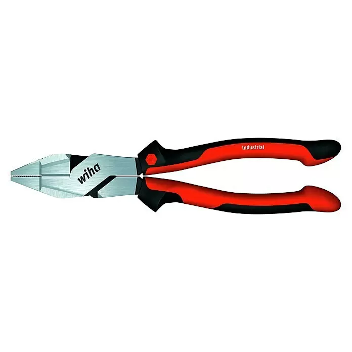 Wiha Kombizange Lineman's Pliers Industrial - Länge: 25 cm - Wiha Industriezange mit silbernen Metallbacken und rot-schwarzen ergonomischen Griffen.