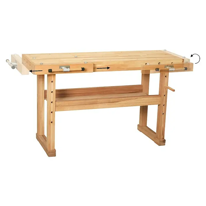 Rikta Hobelbank - L x B: 140 x 50 cm, Arbeitshöhe: 83 cm, Holz - Eine hochwertige Hobelbank aus Holz mit Spannstöcken, ideal für jede Werkstatt. Die Werkbank bietet Stabilität und Funktionalität.