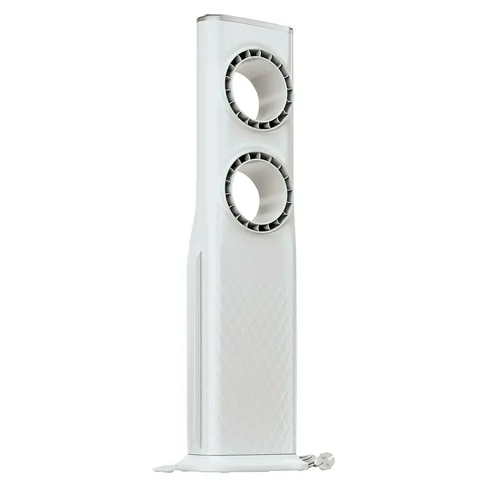 Voltomat Turmventilator Buco - Silber, 100,6 cm, 120 W - Ein weißer, schlanker Turmlüfter mit zwei runden Luftauslässen. Das moderne Design des Ventilators ist ein echter Hingucker.