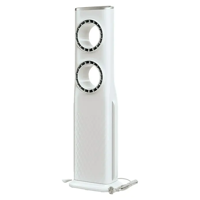 Voltomat Turmventilator Buco - Silber, 100,6 cm, 120 W - Moderner, weißer Turmluftreiniger mit zwei runden Luftauslässen für saubere Luft im Raum. Ein stilvolles und effizientes Gerät.