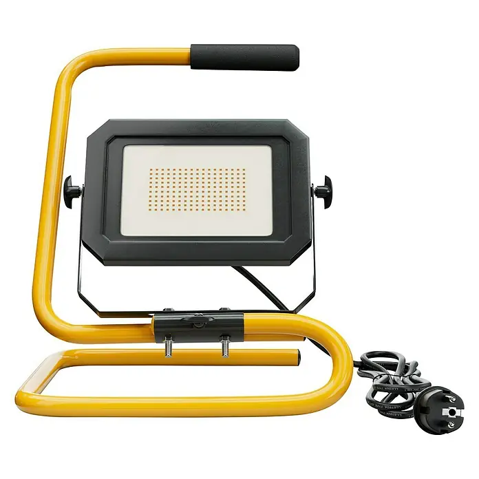 Profi Depot LED-Strahler - 30 W, 4.950 lm, 4.000 K, L x B x H: 22,9 x 29 x 35,4 cm, IP65 - Gelbe LED-Arbeitsleuchte mit Griff und Stromkabel. Robustes Design für Baustellen und Werkstätten.