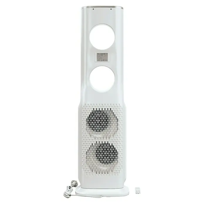 Voltomat Turmventilator Buco - Silber, 100,6 cm, 120 W - Der Pro Klima Luftreiniger in Weiß sorgt für saubere Luft. Sein modernes Design mit runden Öffnungen und Gittern passt perfekt in jedes Zuhause.