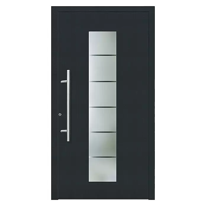 Haustür Smart KS-108 - 110 x 210 cm, DIN Anschlag: Links, Anthrazitgrau/Verkehrsweiß - Vorderansicht