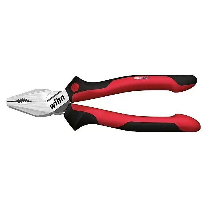 Wiha Kombizange Industrial - Länge: 18 cm - Rote und schwarze Industriezange mit silbernen Backen. Marke Wiha.