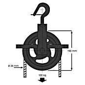 HBS Betz Seilrolle (Typ: Brunnenrolle, Grauguss, Traglast: 100 kg, Durchmesser: 190 mm, 1 Stk.)