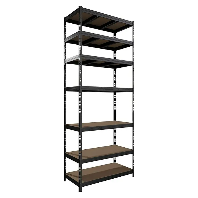 Regalux Schwerlastregal - H x B x T: 226 x 90 x 45 cm, Traglast pro Boden: 200 kg, Anzahl Böden: 7 Stk., Stecken, Anthrazit - Schwerlastregal mit Stahlrahmen und Holzregalböden für Lagerung und Organisation.