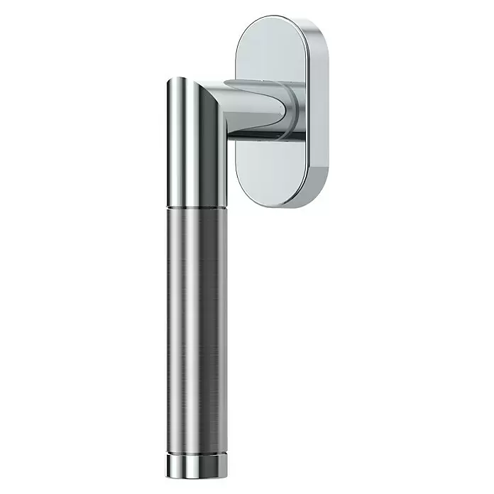 Diamond Doors Creative Fenstergriff Louisiana - Edelstahl poliert-matt - Türgriff aus gebürstetem Metall mit zylindrischem Griff und gebogener Basis.