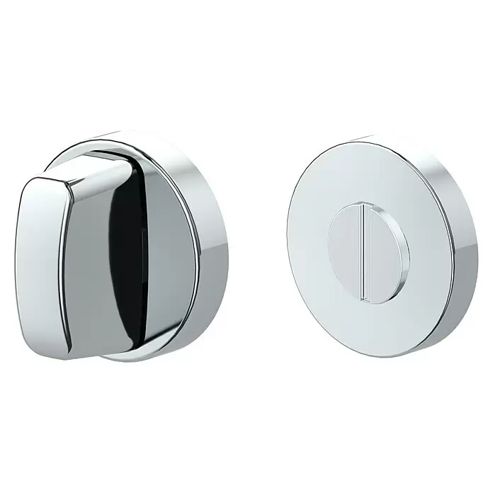 Diamond Doors Schlüsselschild - Durchmesser Rosette: 51 mm, Schlitzkopf/Olive, Edelstahl poliert - Glänzender Chrom-Drehknauf und Notentriegelungs-Schließzylinder für Türen.
