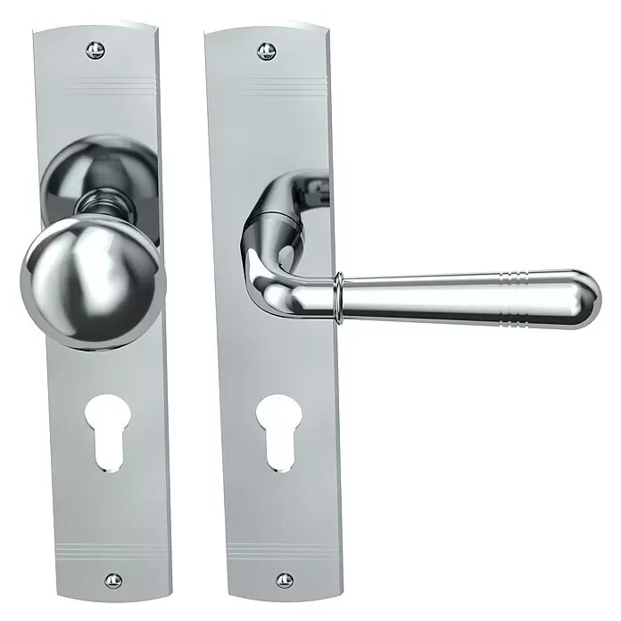 Diamond Doors Classic Wechselgarnitur Oklahoma - Stärke Tür: 38 mm - 45 mm, Chrom, DIN Anschlag: Rechts - Vorderansicht