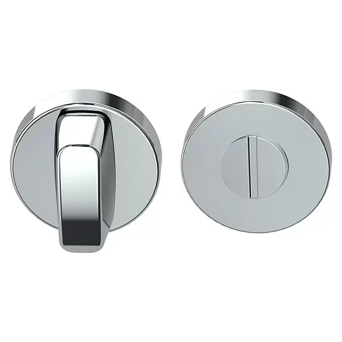 Diamond Doors Schlüsselschild - Durchmesser Rosette: 51 mm, Schlitzkopf/Olive, Edelstahl poliert - Verchromtes Badezimmer-Türschloss mit Drehknopf innen und Notentriegelungsschlitz außen.
